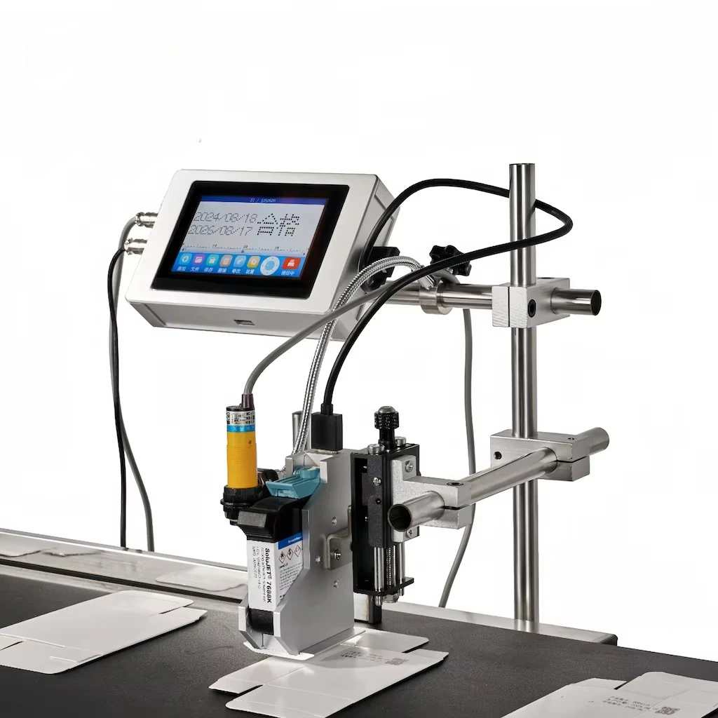 Automatic Industrial Online TIJ Inkjet Printer Machine 600dpi New for Date Coding Paper Carton Bottle Bags Small Character