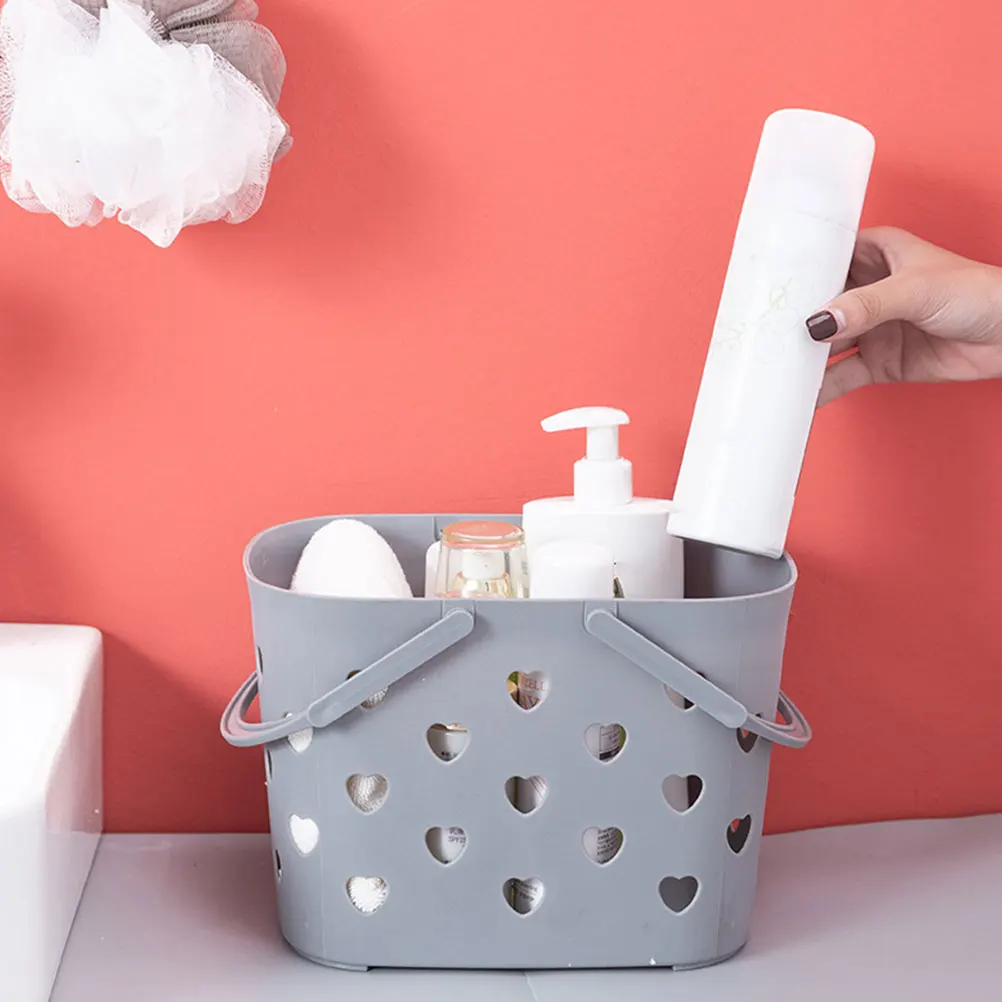 

2Pcs Bathroom Storage Basket Hollow Plastic Vegetable Fruit Basket Handheld Sundries Organizer for Home Shopping