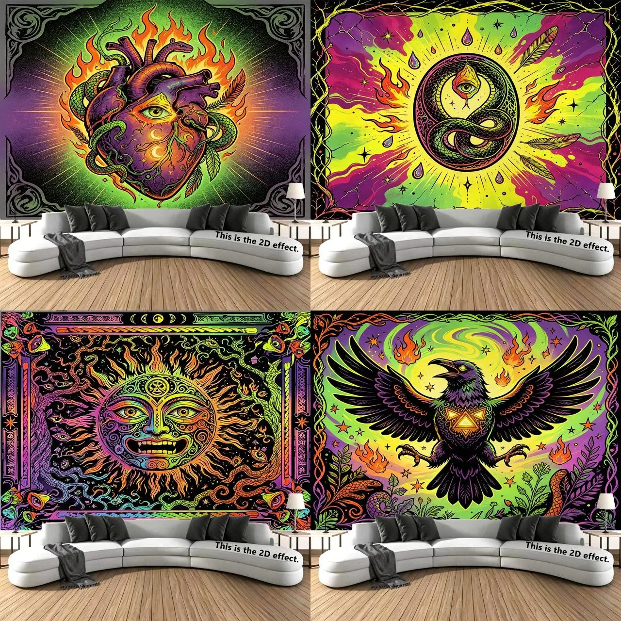 Trippy Psychedelic Witchy Tapestry Background Cloth Hanging Cloth Bedroom Bedside Decorative Wall Cloth
