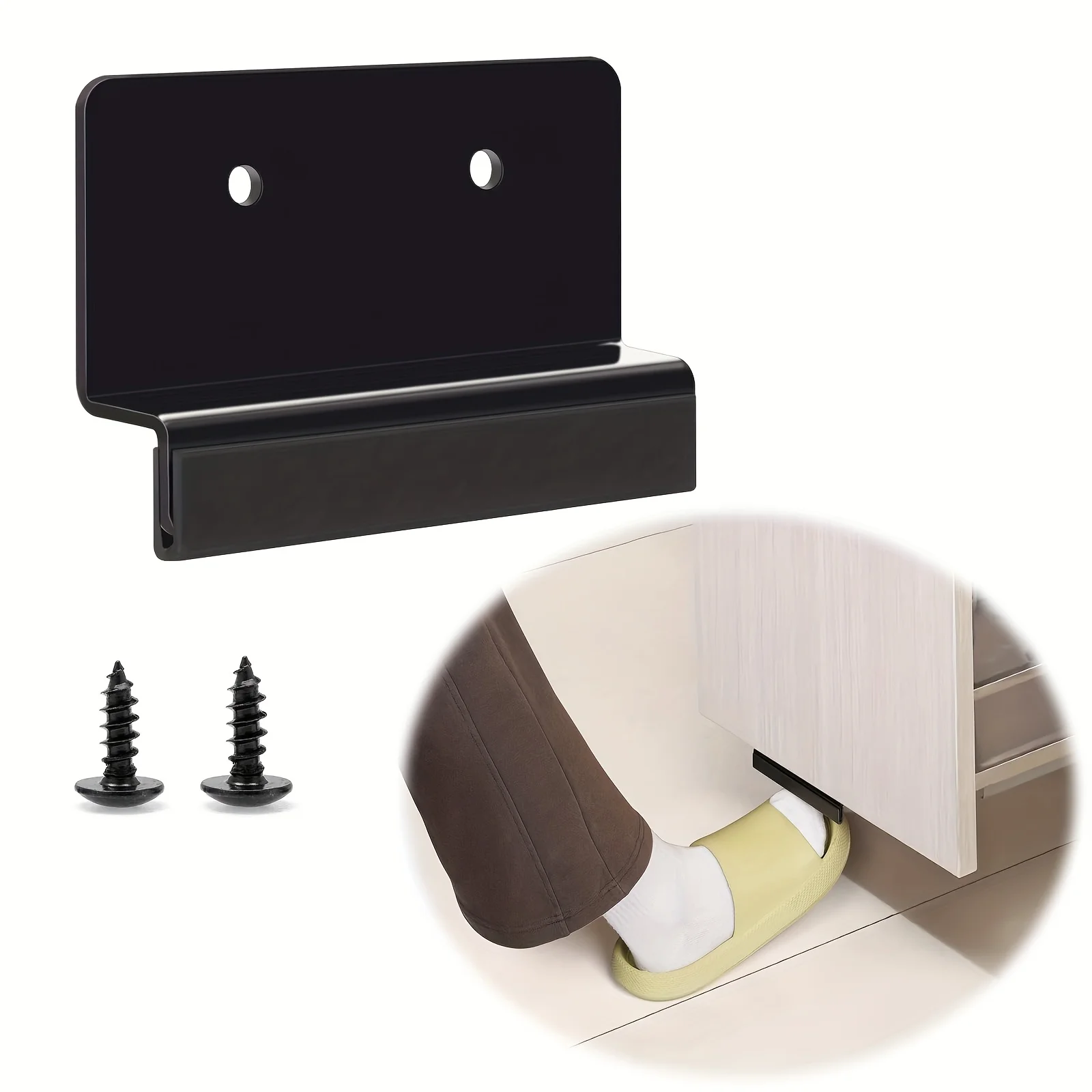1 polished metal cabinet door foot handle, carbon steel non-contact hands-free drawer handle, suitable for opening tools under
