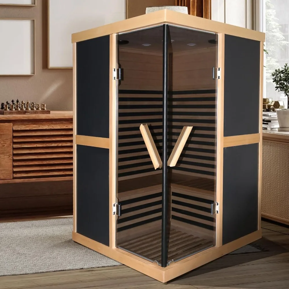 Wooden Infrared Sauna Room, Double Sauna Room, App Controlled, Low Electromagnetic Field, Indoor Sauna Room