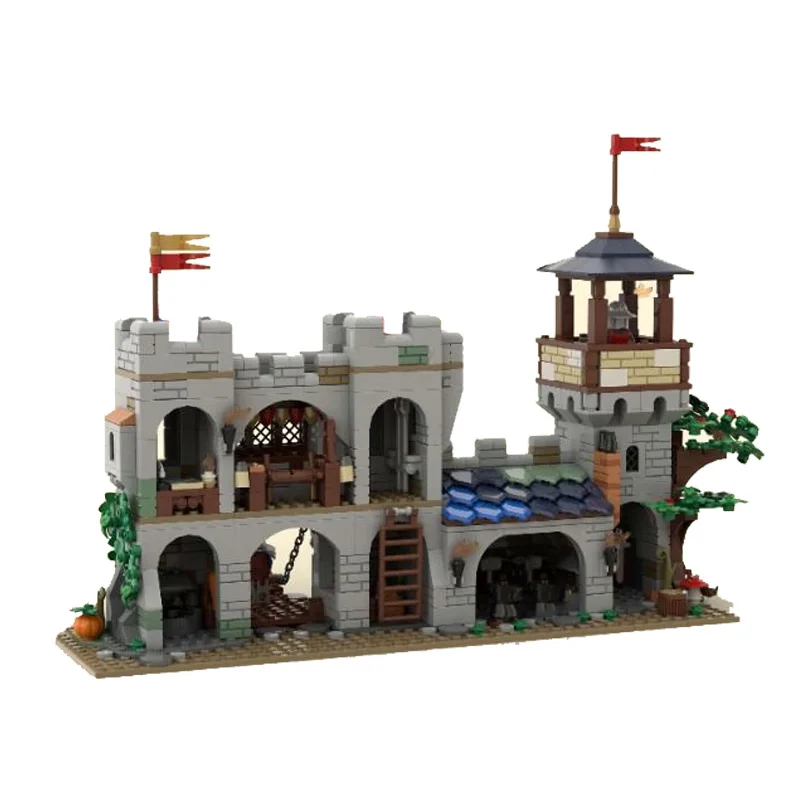 Street View MOC Building Blocks Small Lion Knights\' Castle Architecture Modular Model DIY Assemble Bricks Toy Birthday Gifts