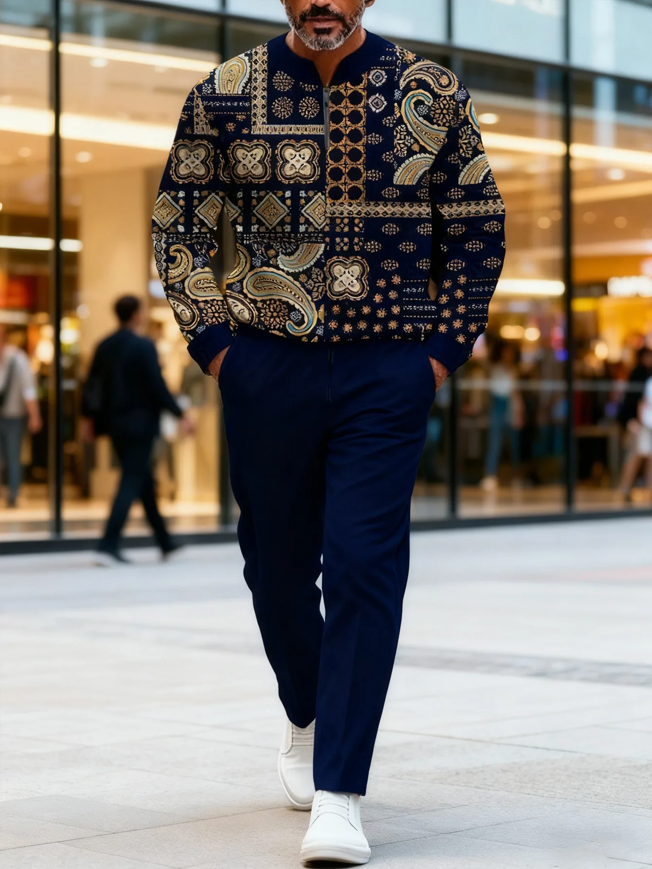 Conjunto de 2 piezas, conjunto deportivo de manga larga y pantalones largos a la moda para hombres europeos y americanos