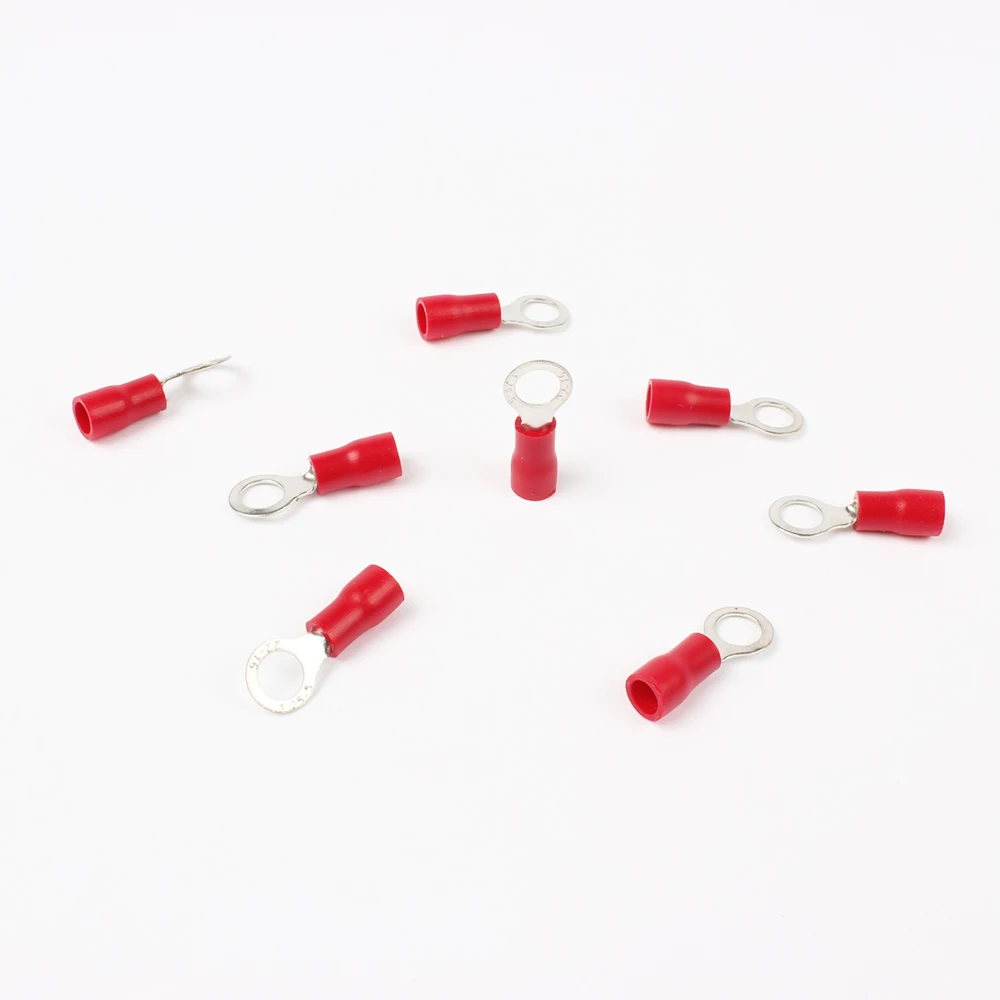 Dianqi RV1.25-5 Rosso Insulated Crimp Terminale Ad Anello Cavo di Legare Del Connettore 100 Pz/pacco RV1-5 Rv