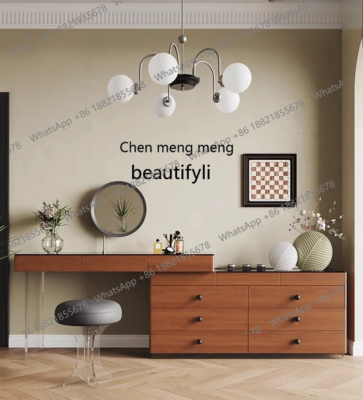 

Corner Dresser with Storage Cabinet, Simple Bedroom Vanity Table, Extendable Makeup Desk