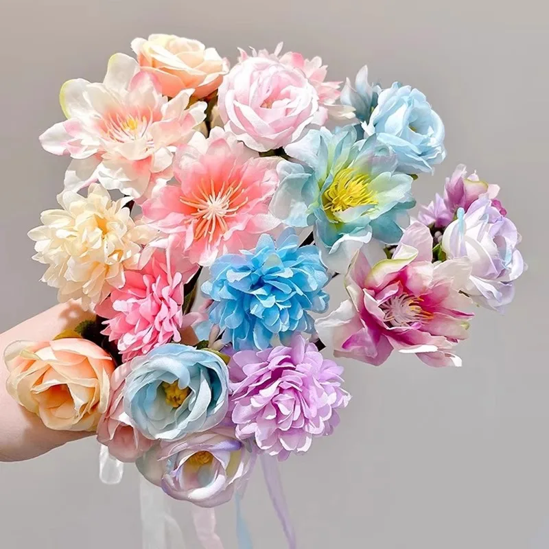Corona de rosas artificiales para mujer, cinta de flores hawaianas, diadema de boda para vacaciones, accesorios para el cabello