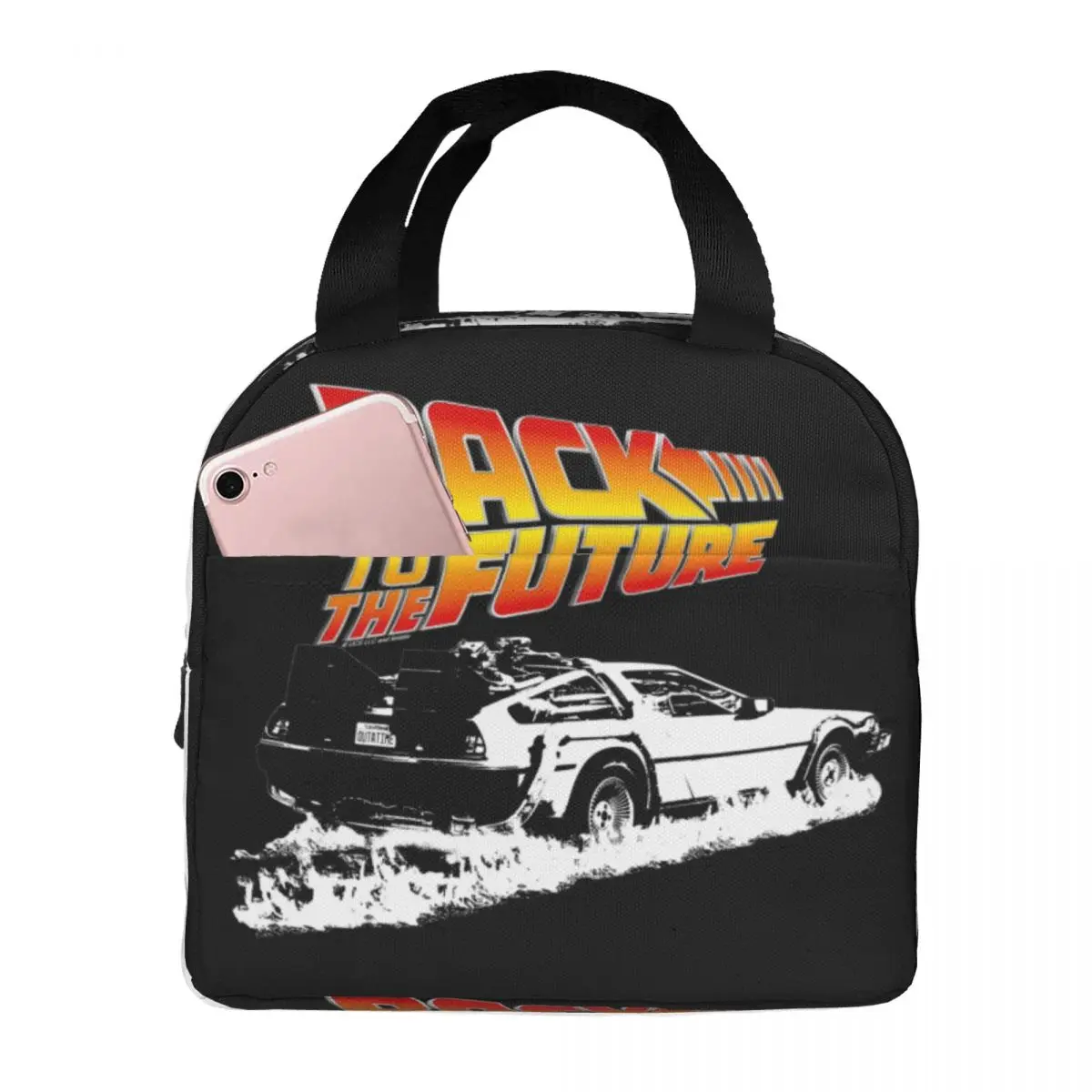 Back To The Future Insulated Lunch Bag for Women Waterproof DeLorean Fire Tracks Thermal Cooler Lunch Box Office Picnic Travel