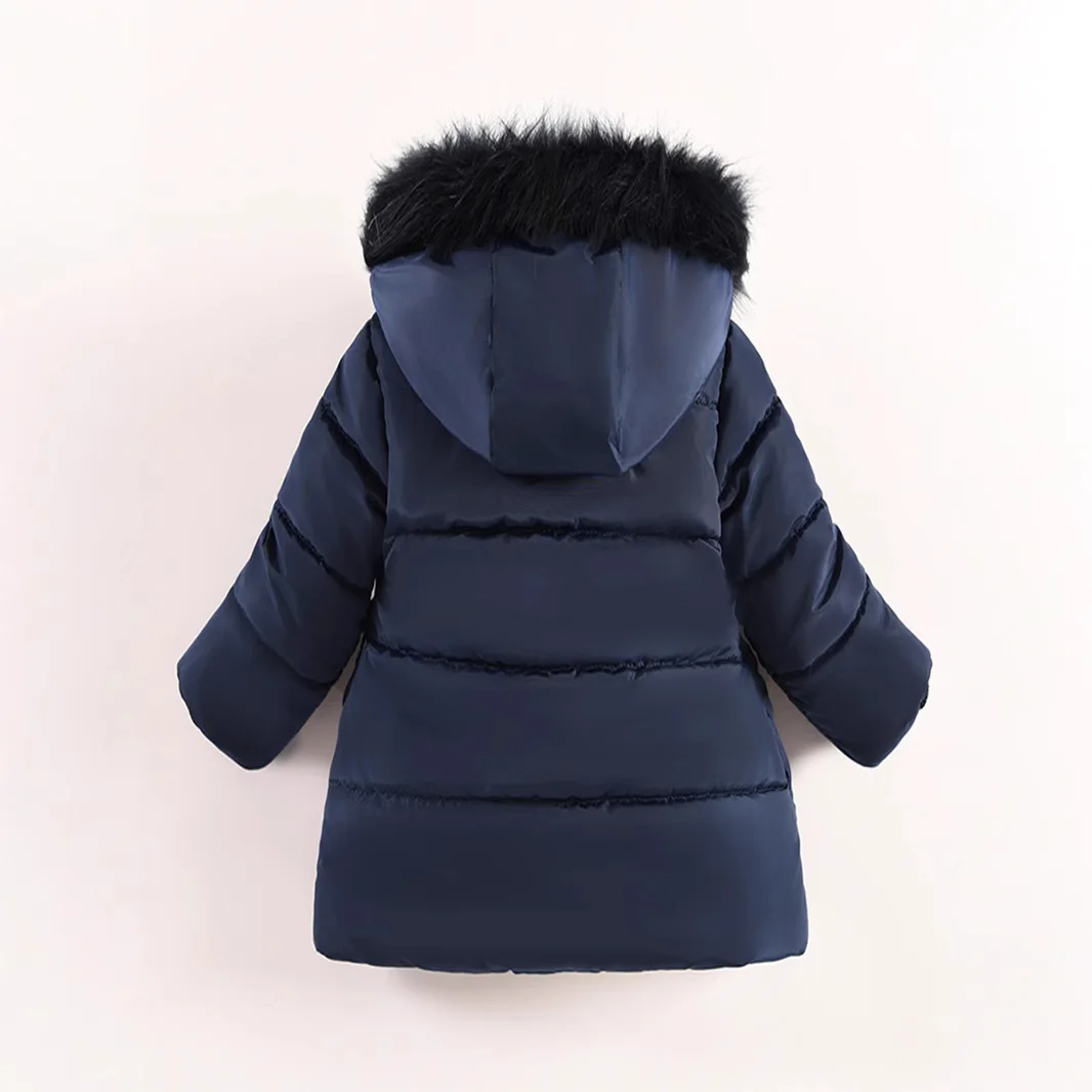 Autumn-Winter Style Girls' Cotton Coat Children's Autumn-Winter Coat Winter Parka with Large Fur Collar Warm Cotton Coat 4
