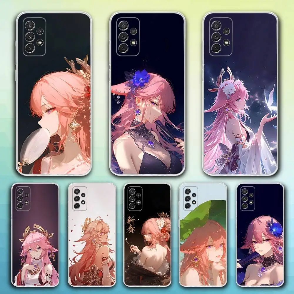 

Y-Yae G-Genshin Miko Phone Case For Samsung S30,23,21,22,20, FE lite,S10,9,8,7 PIus Note20ultra Soft Transparent