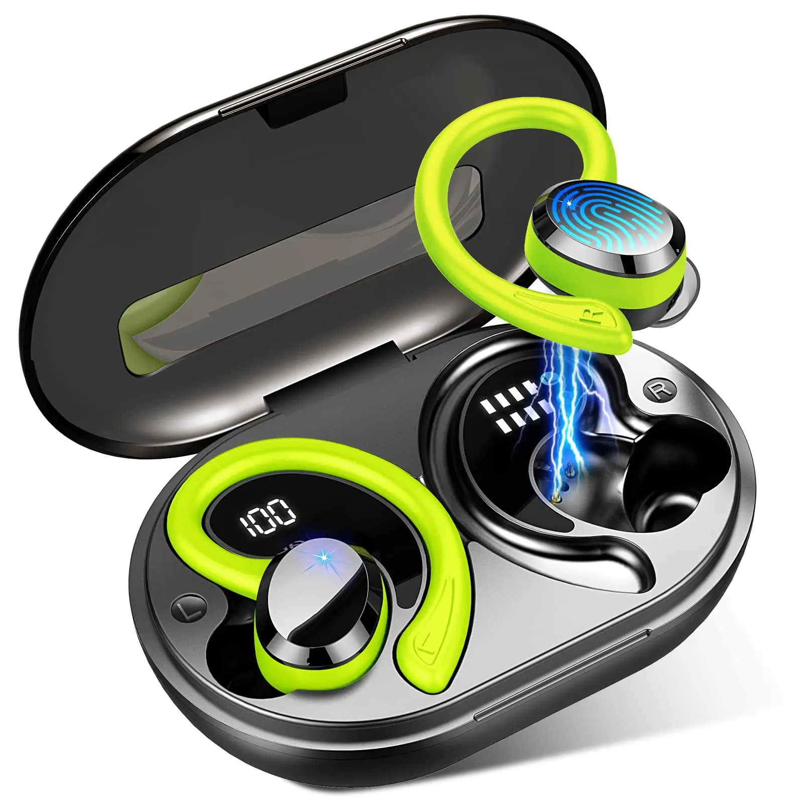 Wireless Earbuds, Bluetooth 5.3 On-Ear Headset, Noise Cancelling Mic, 48H Playtime Sports Headphones for Workout/Running.