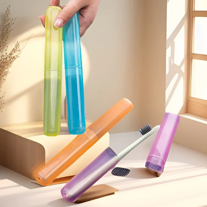 

1 Pcs Portable Travel Toothbrush Organizer Colorful Frosted Toothbrush Box Outdoor Travel Tooth Packing Box Dustproof Storage