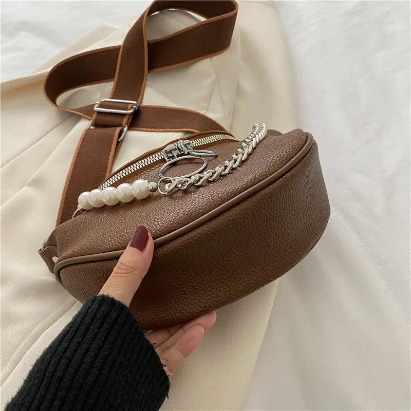 PU Leather Crossbody Bags Women Fashion Designer Zipper Chain Shoulder All-match Simple Handbag Hipster Exquisite Student Bag