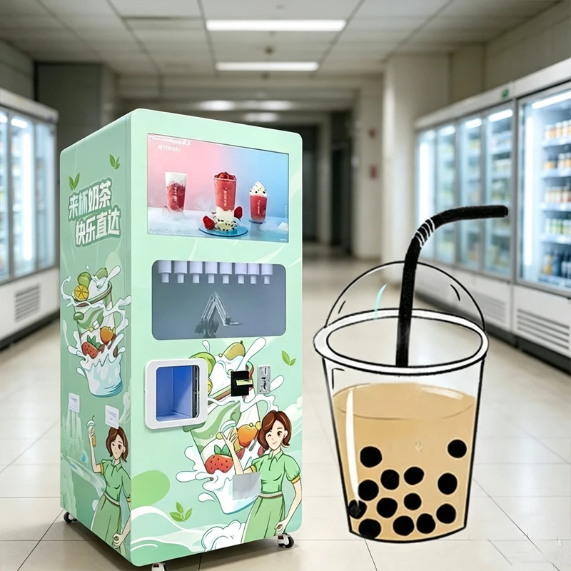 Unmanned Bubble Tea Vending Machine Automatic Boba Milk Tea Dispenser Multiple Payment Commercial Drink Equipment