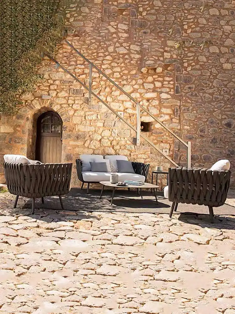 

Nordic outdoor sofa rattan furniture rattan art living room balcony rattan chair sofa double creative courtyard leisure coffee t