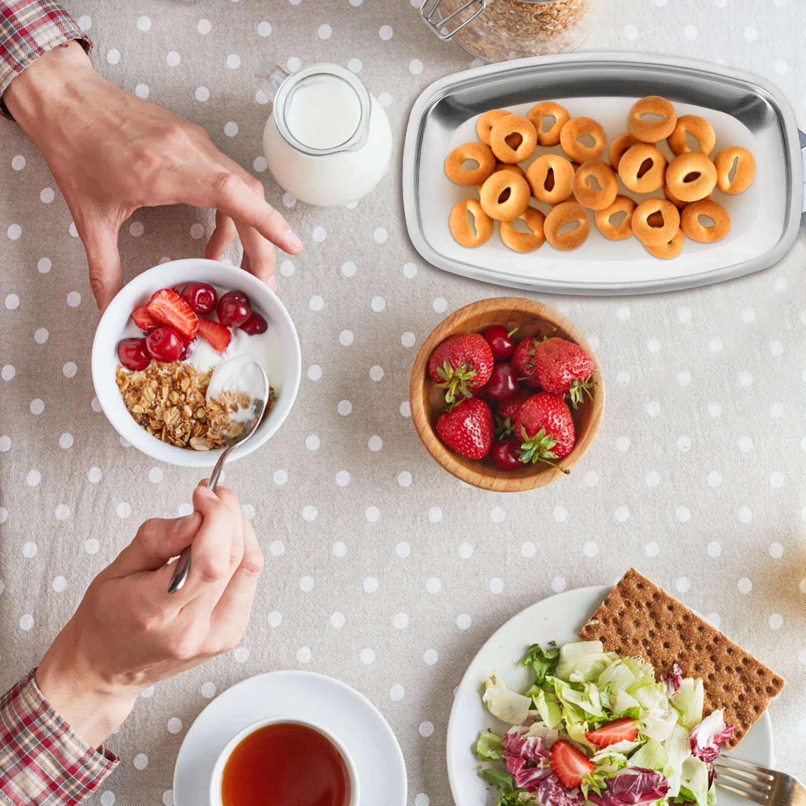 

Stainless Steel Tray Heavy Duty Rectangular Serving Tray for Food Snack Fruit Storage Easy Carry Lightweight Design