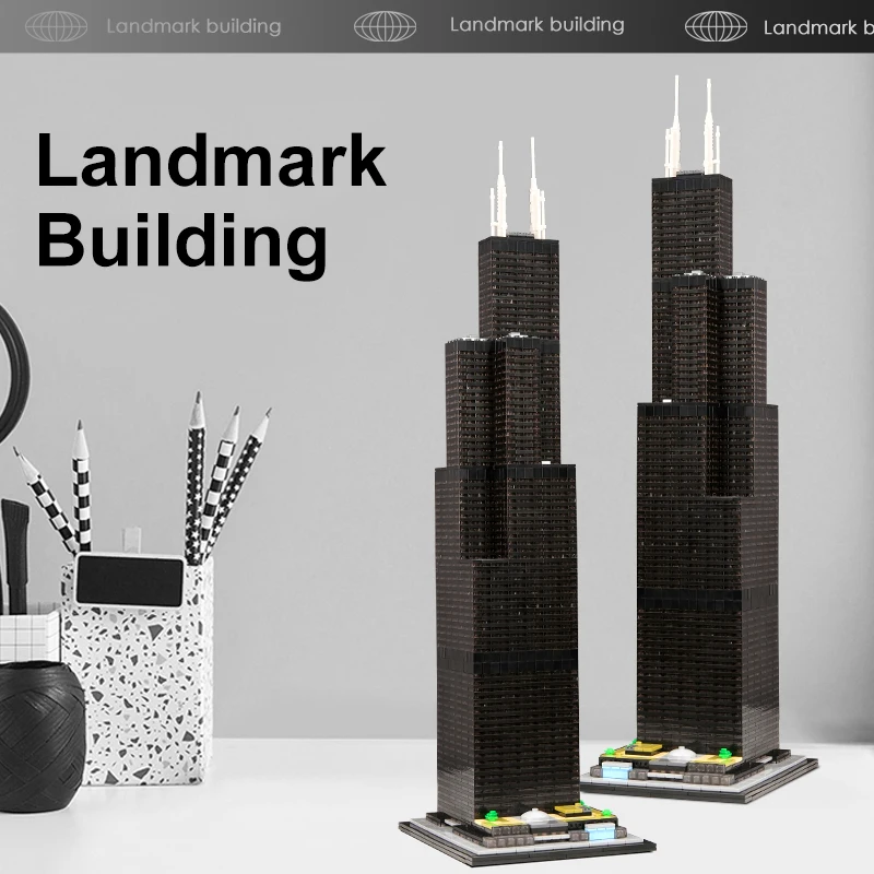 

2847PCS Willis Tower Sears 1:800 Scale Building Model MOC-127024 World Trade Center Modular Buildings Blocks Gift for Adults Kid