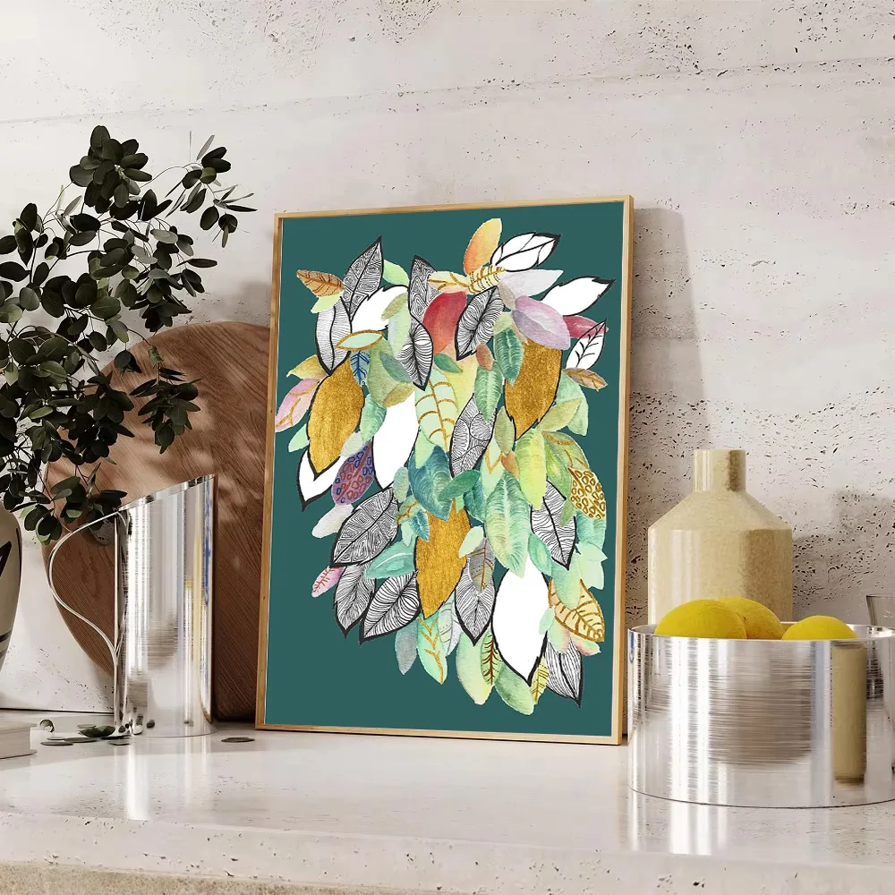 نباتية جدار الفن ورقة طباعة الخضرة ديكور الطبيعة قماش ديكور المنزل الحديث الحد الأدنى الفن غرفة المعيشة ديكور غرفة نوم الفن Botani #1