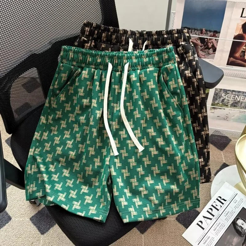 

Men's Summer Thin Breathable Loose Fit Qui Dry Spor orts Casual Five-Quarter Pants Hong Kong Sle Versatile Straight Leg