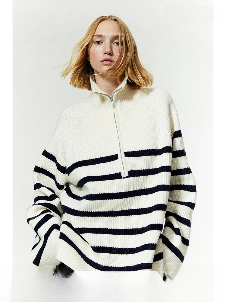 

Женский вязаный свитер H&M, зимний, мягкий, на молнии, в рубчик, 93940, с длинными рукавами, стандартной длины, полиэстер, акрил, нейлон, шерсть...