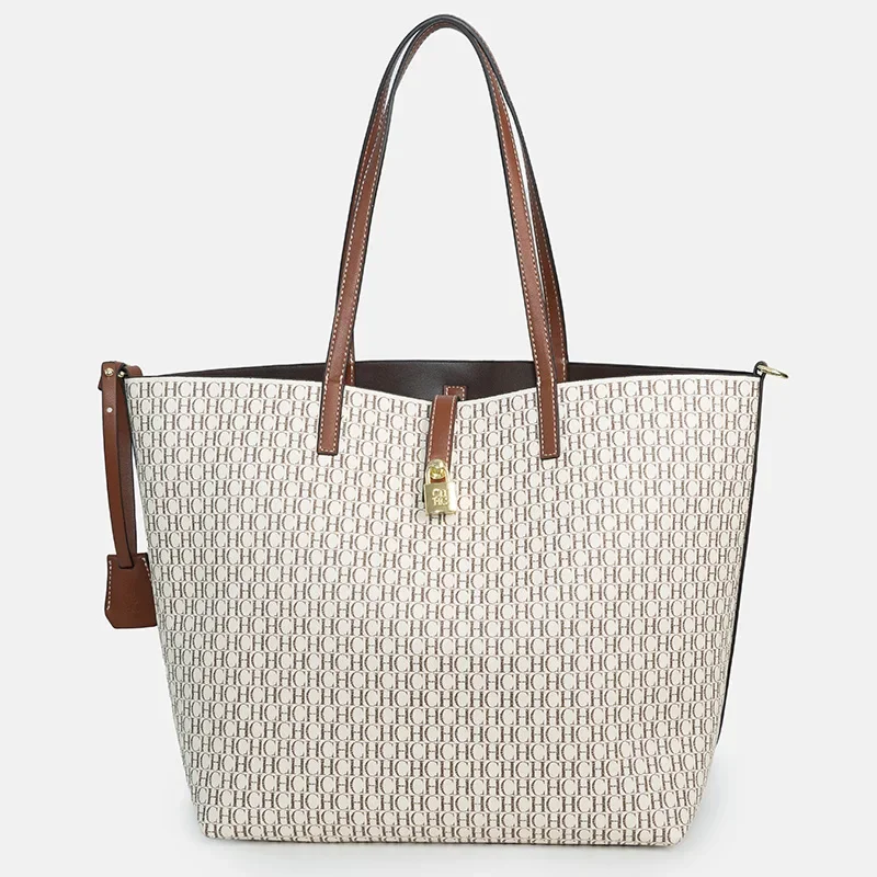 CH Women's Classic Essential Handbag Lock Design High Quality PU Material New Large Capacity Women's Tote Bag