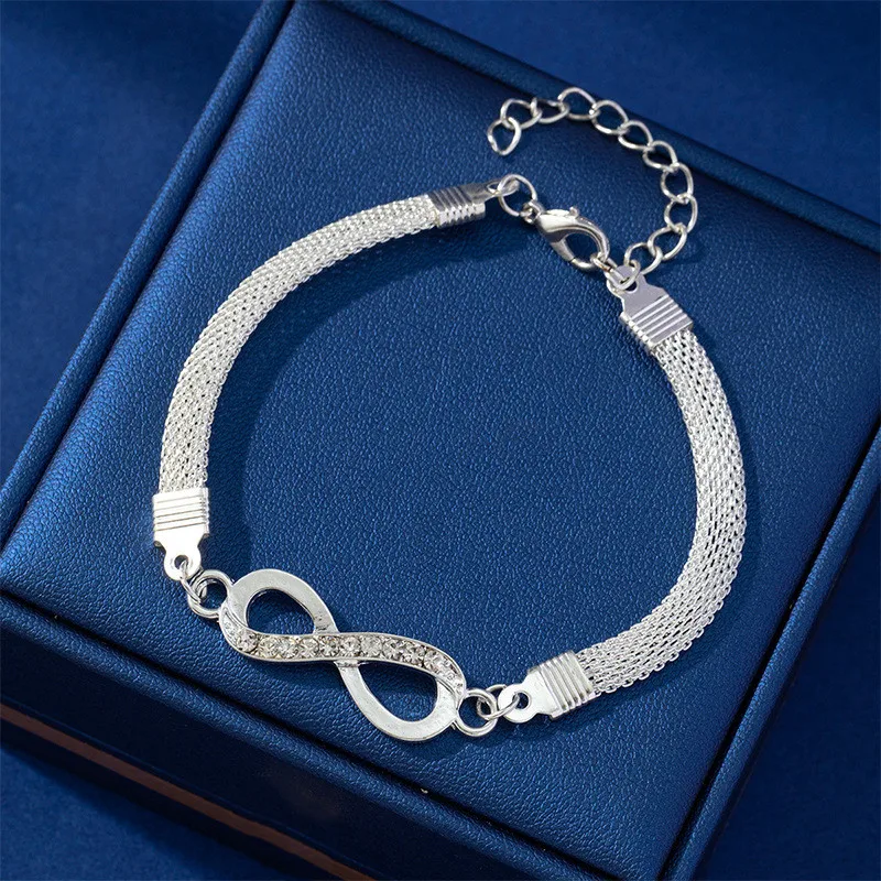 Rhinestone Infinity Bracelet Women Men Fashion Jewelry Bracelet Daily Wear