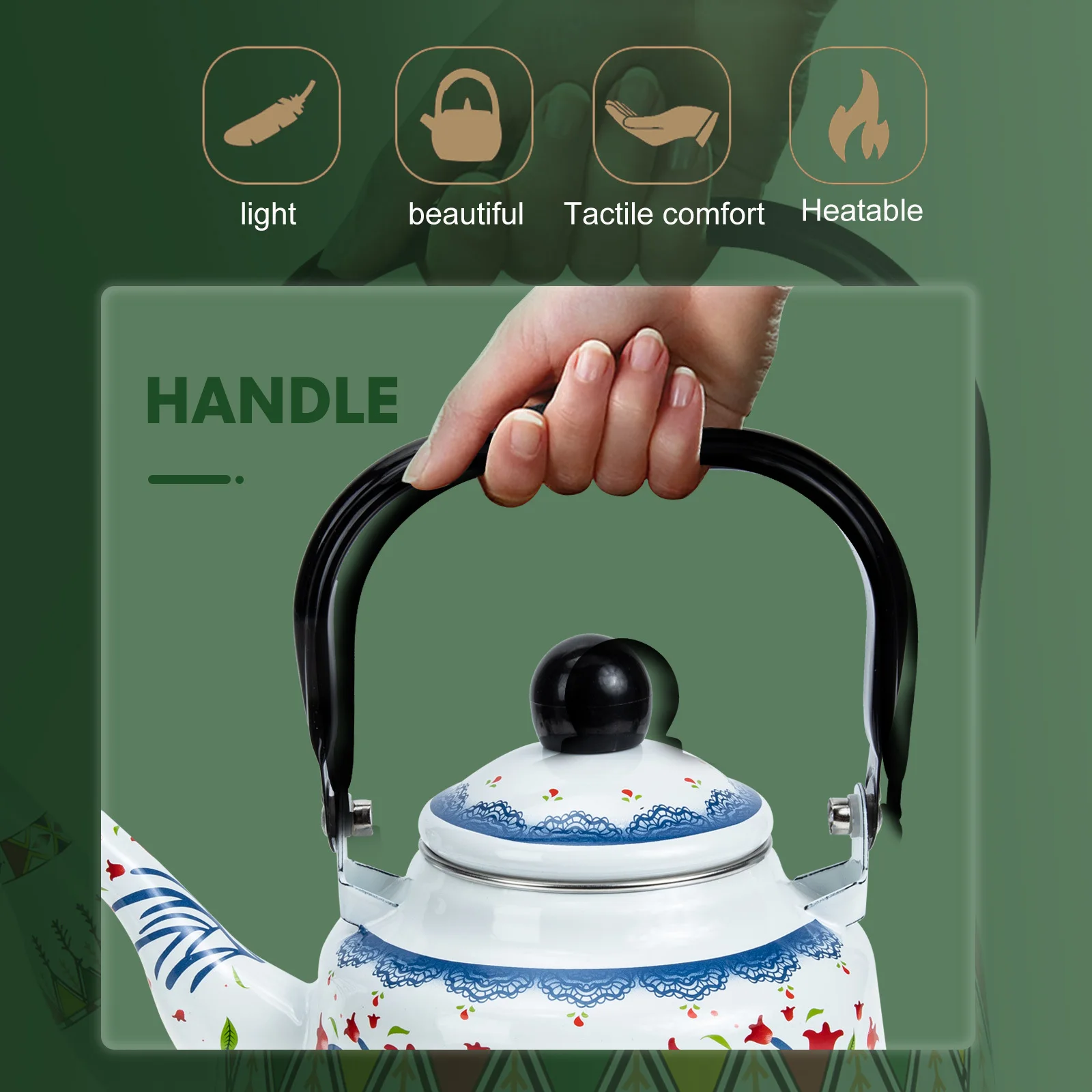 

Thickened Enamel Teapot Heavy Duty Tea Kettle For Boiling Water Fast Heating Coffee Tea Lover Household Kitchen Use Large