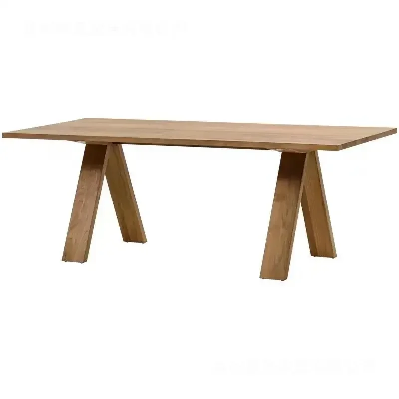 wabi-sabi solid wood dining table workbench, retro-style living room eating table, household rectangular log long table