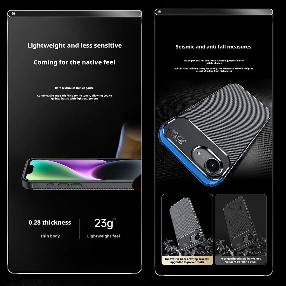 آيفون 16e حافظة واقية من ألياف الكربون الهاتف الوفير للصدمات المضادة للخدش عودة لينة حافظة من البولي يوريثان آيفون 16e اكسسوارات
