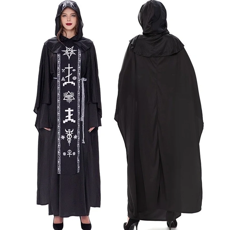 Erwachsene Halloween Kostüm Bla Robe Zauberer Dr up Kleidung Cosplay Zauberer Traditionelle Chinesische Bühne Leistung Frauen...