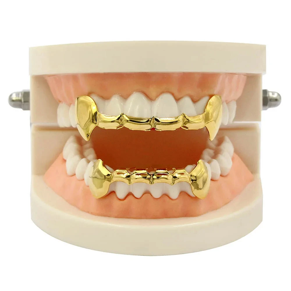 YOUNGX Hip Hop Vampire Fangs Teeth Grillz Top Bottom Glossy Tooth Caps For Women Men Jewelry Halloween Cosplay Gift - view 4