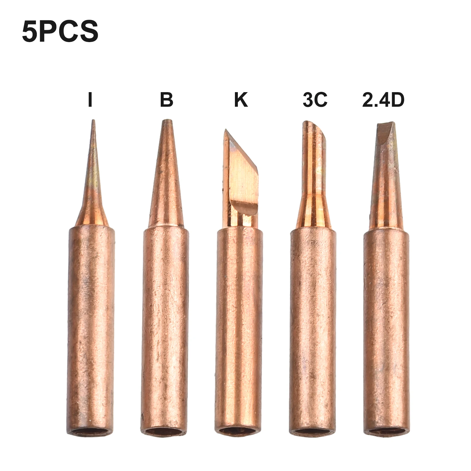 5pcs Professional Bit Copper Iron Tips Set Soldering Iron Tip Copper Gold Multi Type Replacement Household Soldering Accessories