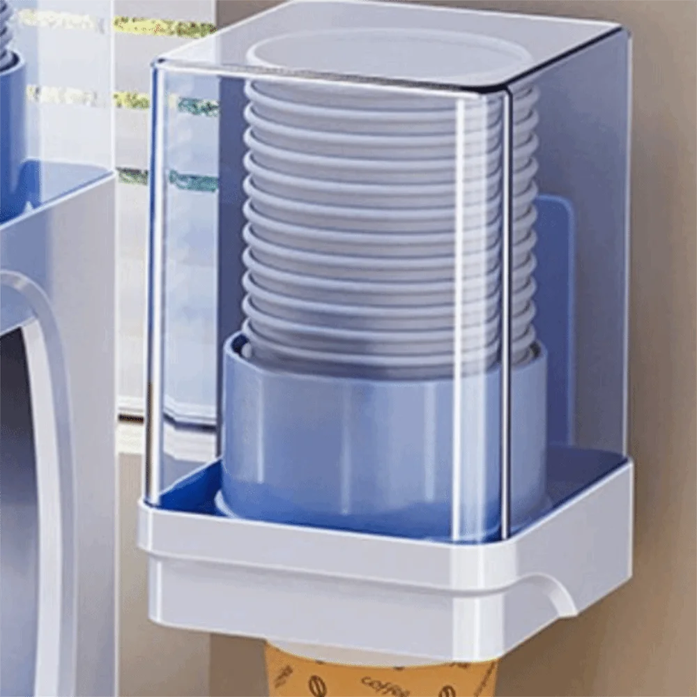 

Wall-mounted Disposable Cup Storage Rack Countertop No-drill Installation Cup Organizer Rack Plastic Space Saving