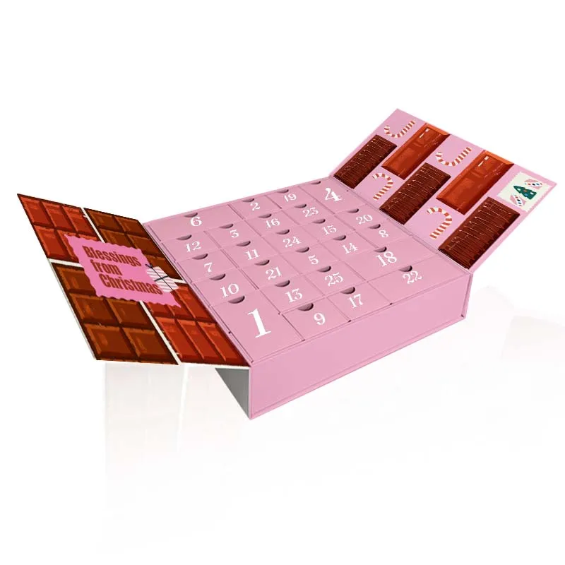 New Gift Cardboard Box Biscuits Chocolate Paper Dividers Candy Drawer Christmas Advent Calendar Gift Box