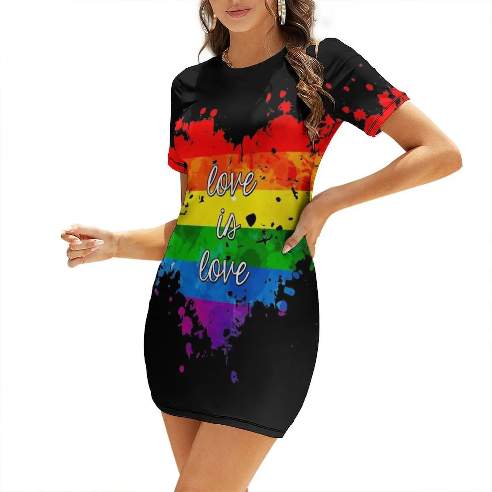 

Love is love Short Sleeved Dress festival outfit women summer dresses women 2025