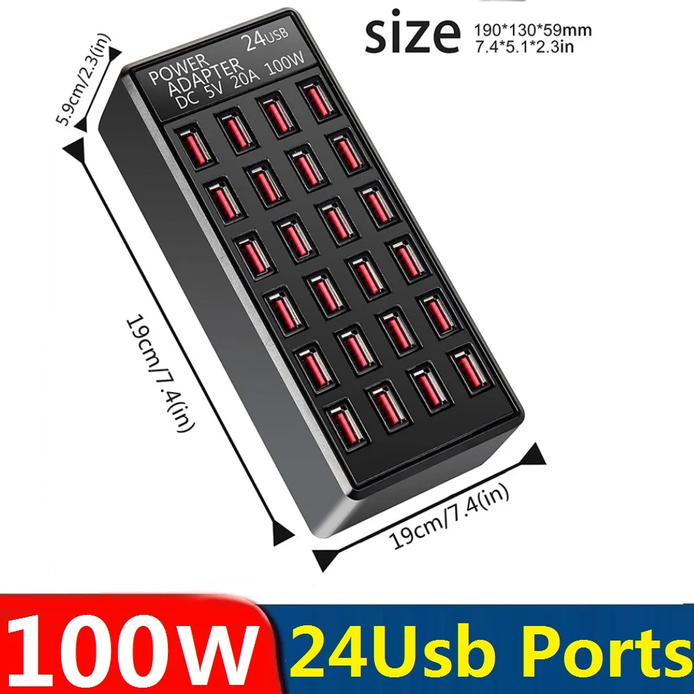 PSDA 3D UV 100W 24 Ports USB Charger Dock Station Power Adapter 5V 20A USB Mobile Phone Fast Charging USB Hub For Iphone Samsung