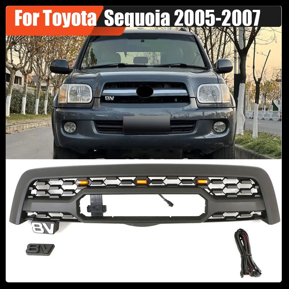 

Car Grilles ABS Front Bumper Grille Racing Grills Hood Mesh Cover Automobile Refitting Accessories For Toyota Sequoia 2005-2007