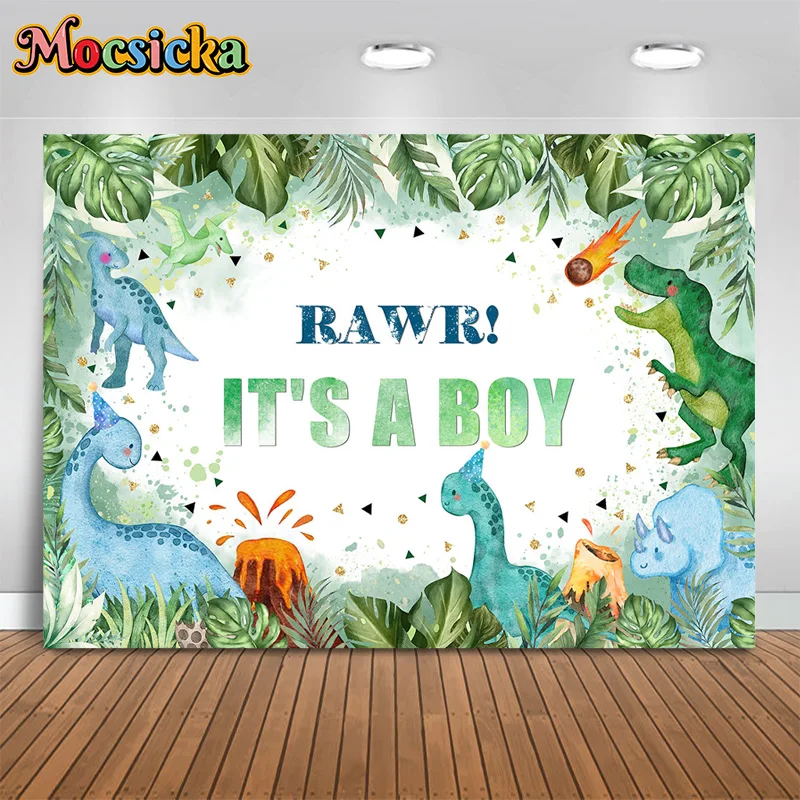 

Mocsicka Photography Backgrounds Dinosaur Greenery Boys Girls Birthday Party Newborn Shower Smash Cake Backdrop Photo Studio