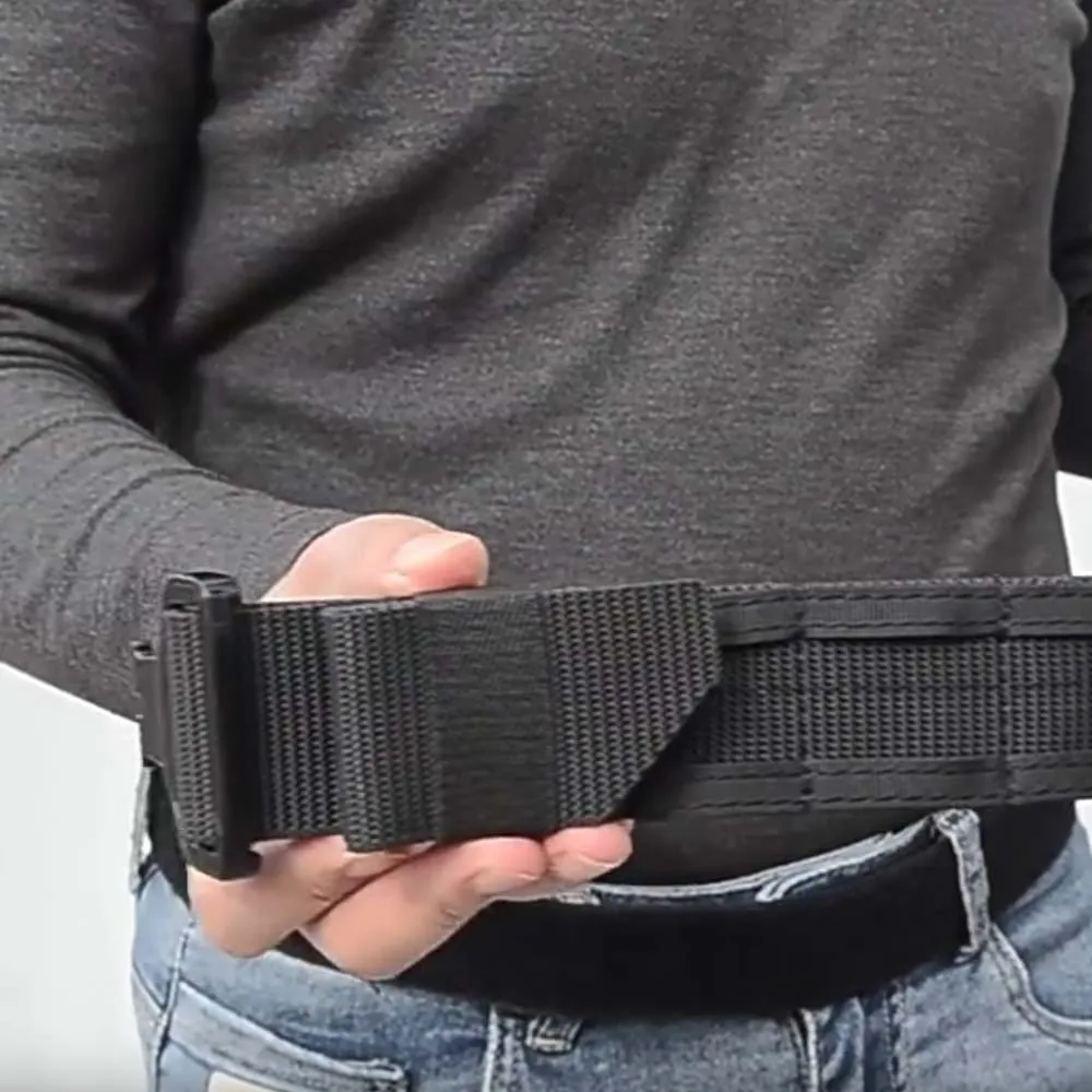 Fashion Adjustable 2 In 1 Waistband Alloy Buckle Reversible Men Nylon Belt Texture Solid Color Mounted Waistband Travel