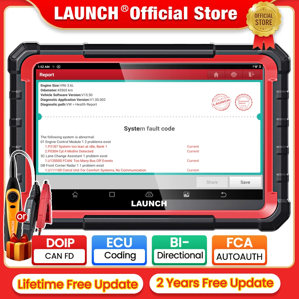 LAUNCH X431 PRO ELITE Car OBD2 Scanner CAN FD DOIP All System 31+ Reset Service Coding Auto Diagnostic Tools 2 years free update