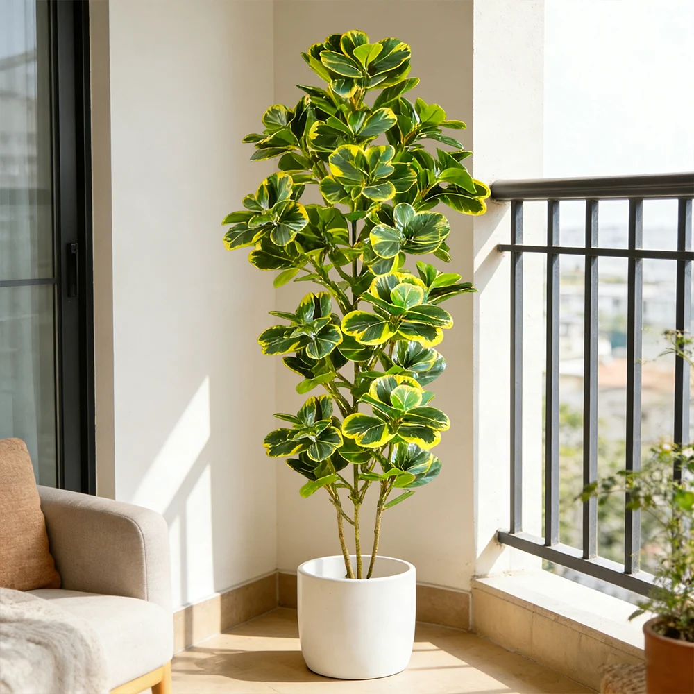 76-115cm Künstlicher Ficus-Baum Hoher Kunstbaum Tropische Grünpflanze Plastik-Banyan-Zweig für Heim Boden Geschäft Party Hochzeitsdekoration – Detail 2