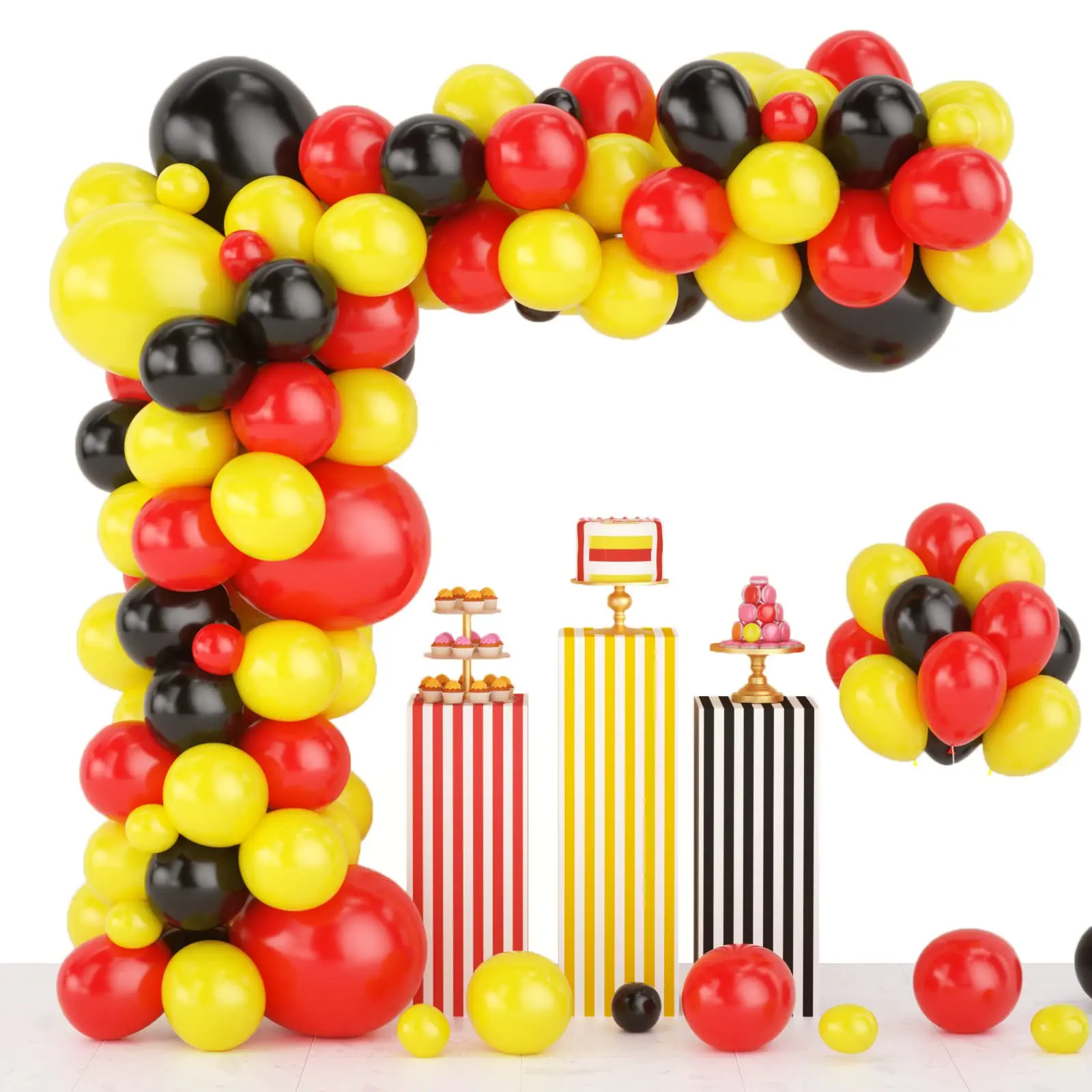 114 Pieces Red Black Yellow Balloon Garland Arch Kit, Race Car, Flash Theme, Baby Shower, Birthday Wedding Backdrop Decorations