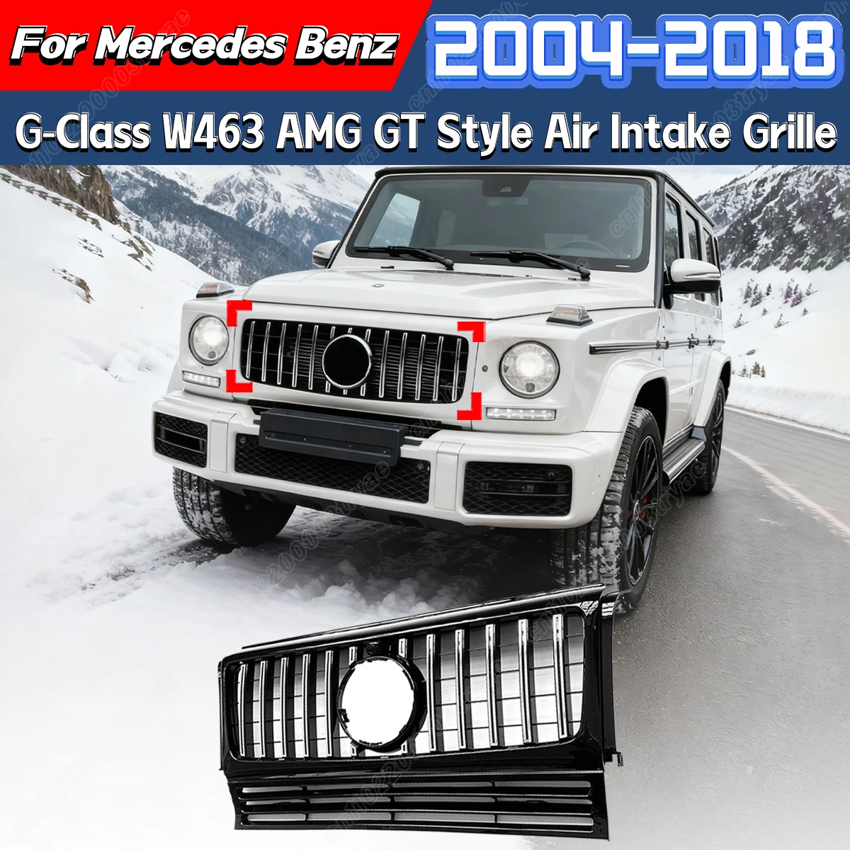 

For Mercedes Benz G Class W463 2004-2018 Car Front Bumper GT Style Air Intake Grille Racing Radiator Cover Body Modification Kit