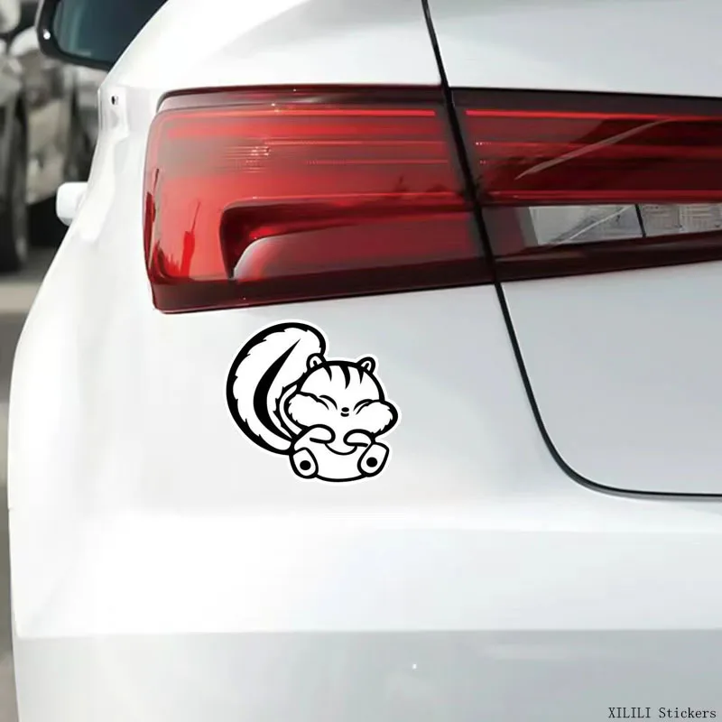 

Adhesive Decal for Car Laptop Phone Decorative Cute Cartoon Squirrel Sticker Black White Style