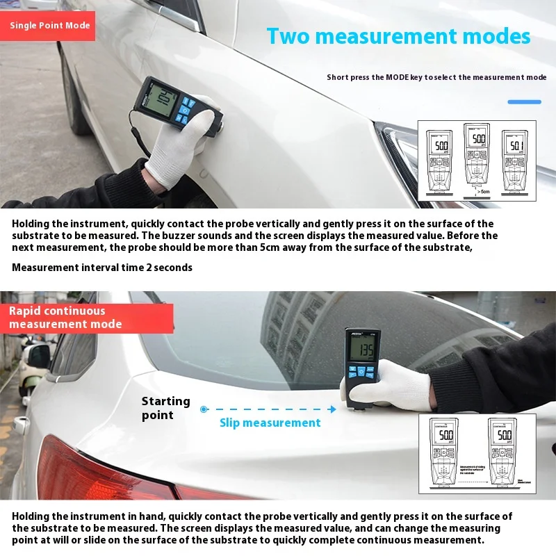 Coating Thickness Gauge High Precision Iron Aluminum Dual-purpose Automotive Paint Film Thickness Tester Thickness Gauge CT02