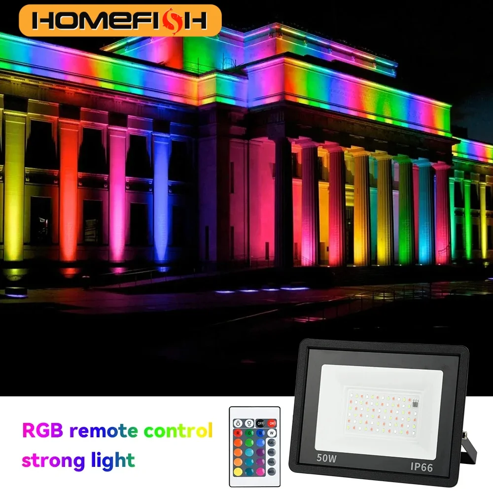 

RGB Flood Light 100W 50W 30W 20W 10W RGB Reflector IP66 Waterproof LED Spotlight 220V Projector Lamp Outdoor Garden Lighting