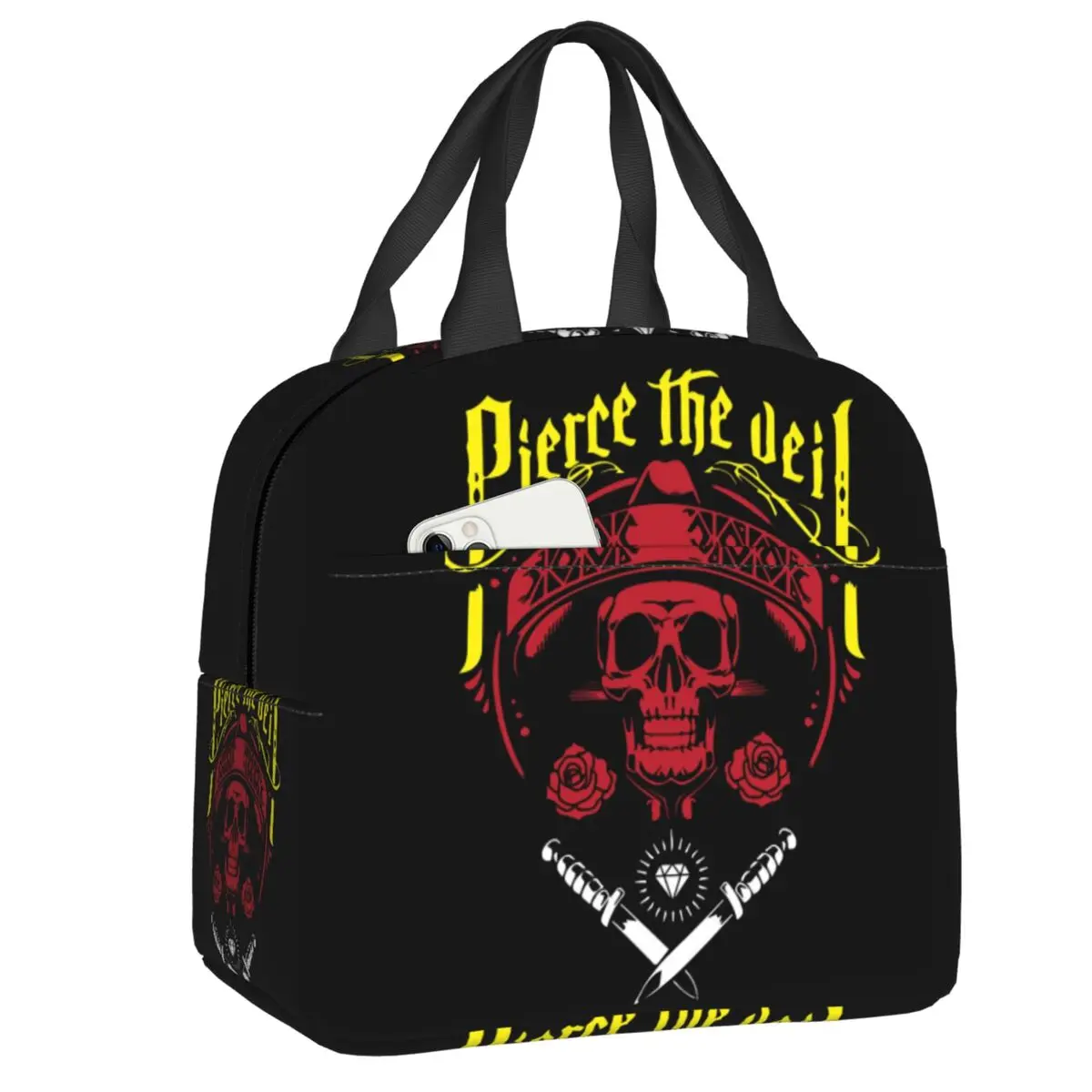 Custom Rock Music Band Pierce Veil Resuable Lunch Boxes Women Waterproof Thermal Cooler Food Insulated Lunch Bag Kids Children