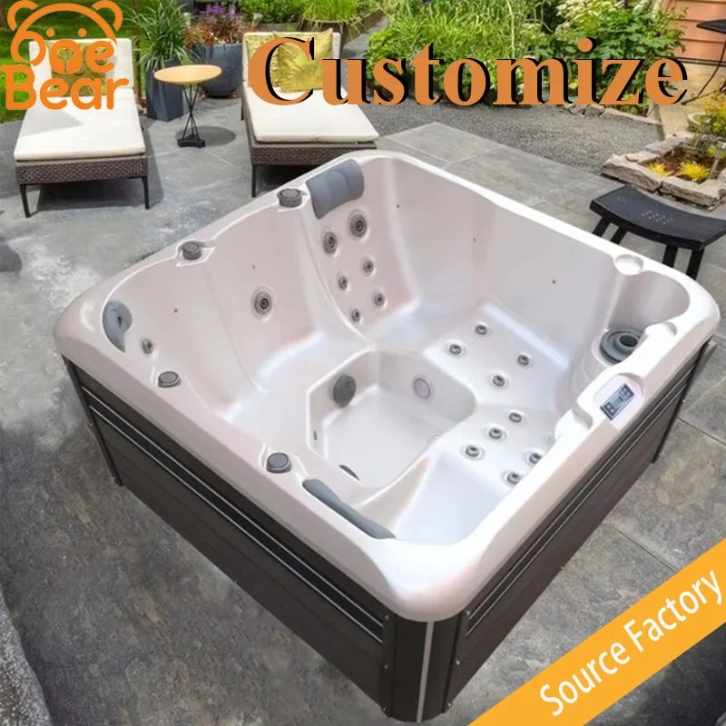 5 Person Outdoor Whirlpool Spa, Freestanding Acrylic Massage Bathtub with Hydrotherapy Jets for Backyard