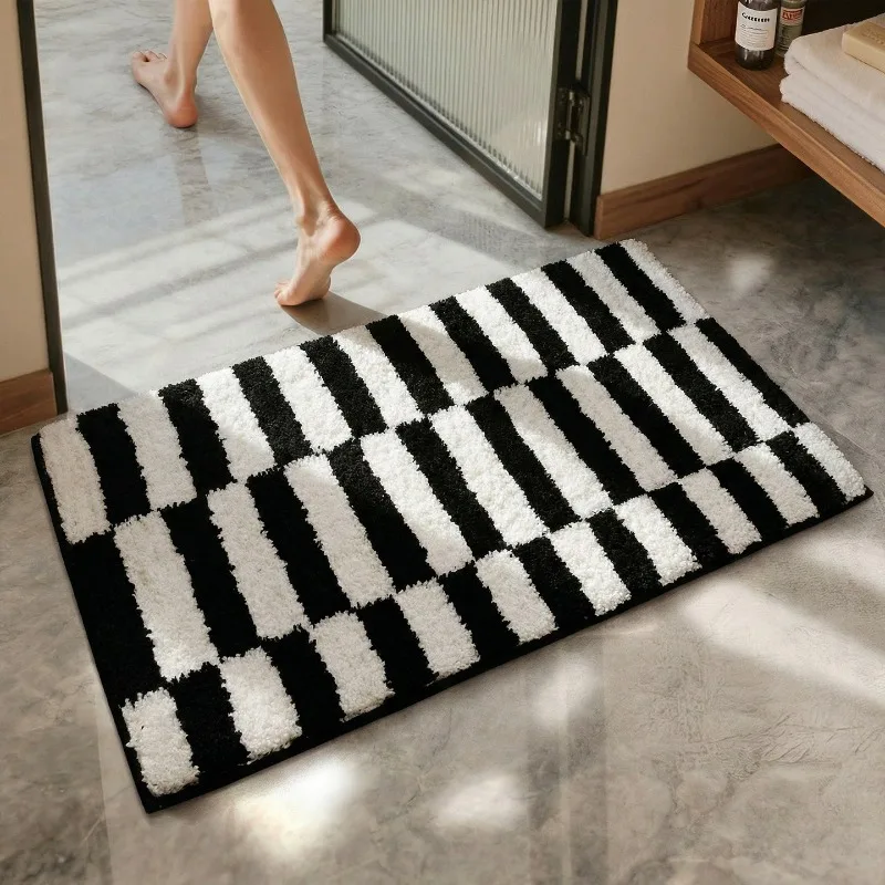 Minimalist Home Bathroom Floor Mat Super Absorbent Quick Drying Non Slip Mat Soft Flocked Bedside Carpet for Bedroom