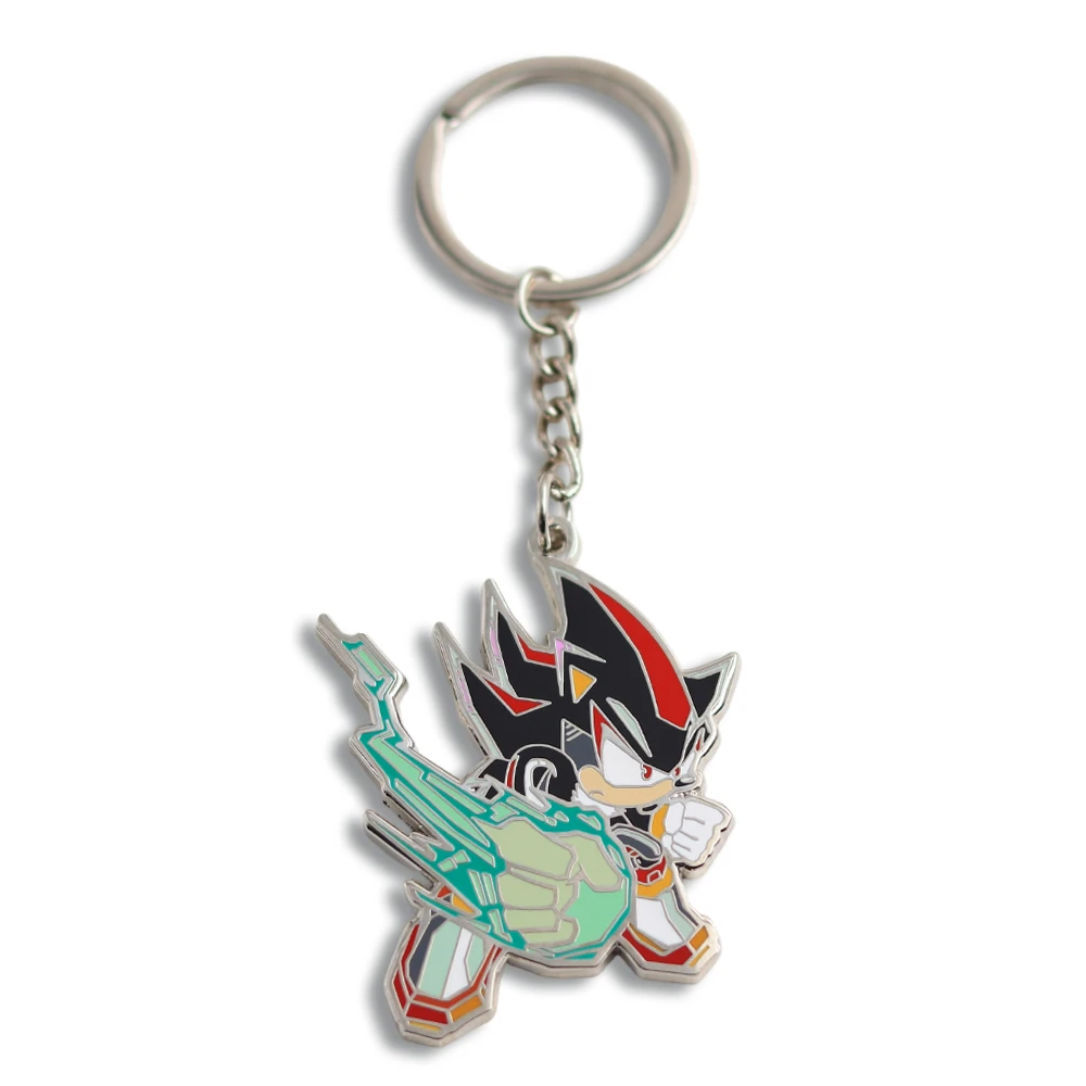 Fighting Game Character Enamel Keychain Battle Hedgehog-Key Ring Video Game Peripheral Pendant Gamer Fan Gift Collection