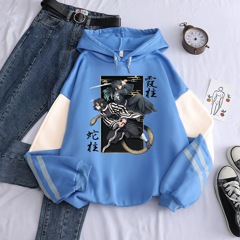 Anime Demon Slayer Iguro Obanai And Tokitou Muichirou Print Hoodies Men Women Manga Graphic Sweatshirt Harajuku Fleece Pullover